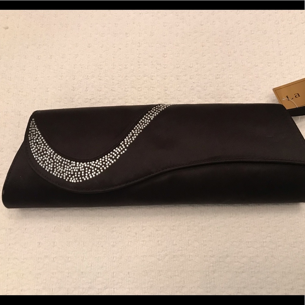 Black satin clutch
